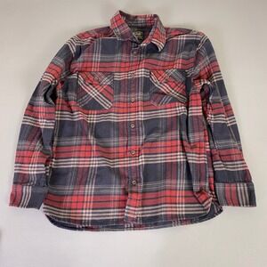 Jachs Heritage Flannel  Shirt Men's Large Red Navy Plaid Long Sleeve Button Up
